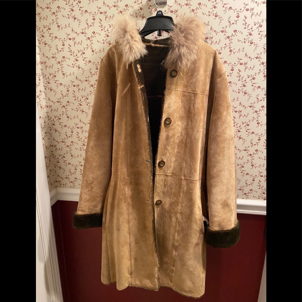 Suede Coat with Sherpa Lining